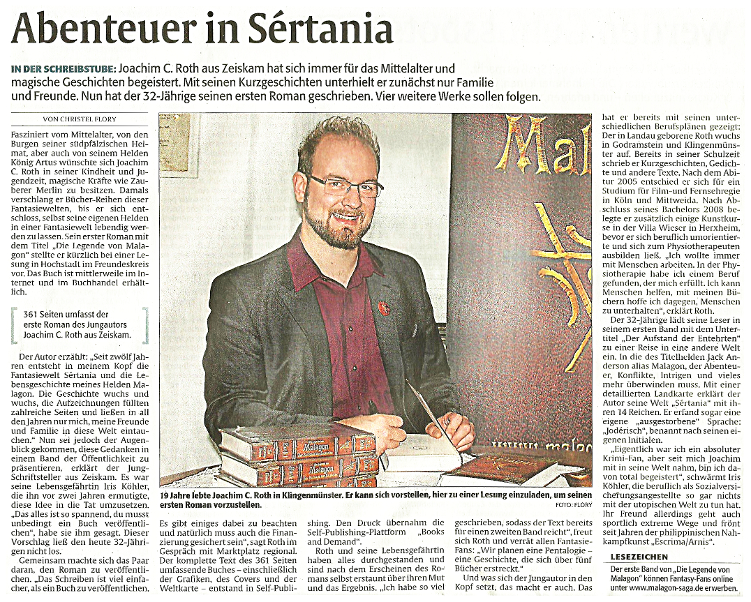 Zeitungsartikel Rheinpfalz Malagon Saga Januar 2019